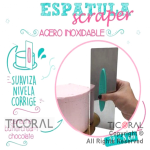 ESPATULA SCRAPER DE ACERO INOXIDABLE CON MANIJA PLASTICA X 1